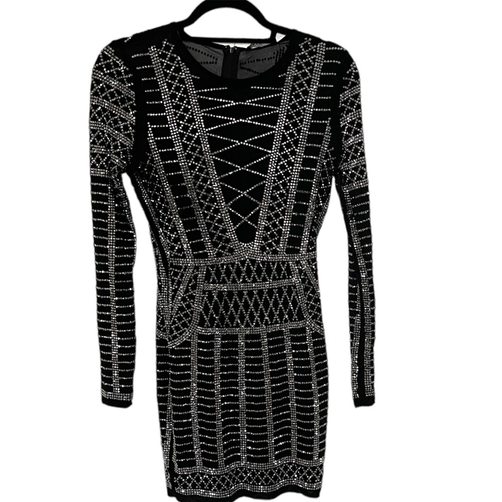 Banjul Black cocktail/mini dress with jewels  Size medium Zipper in the back
